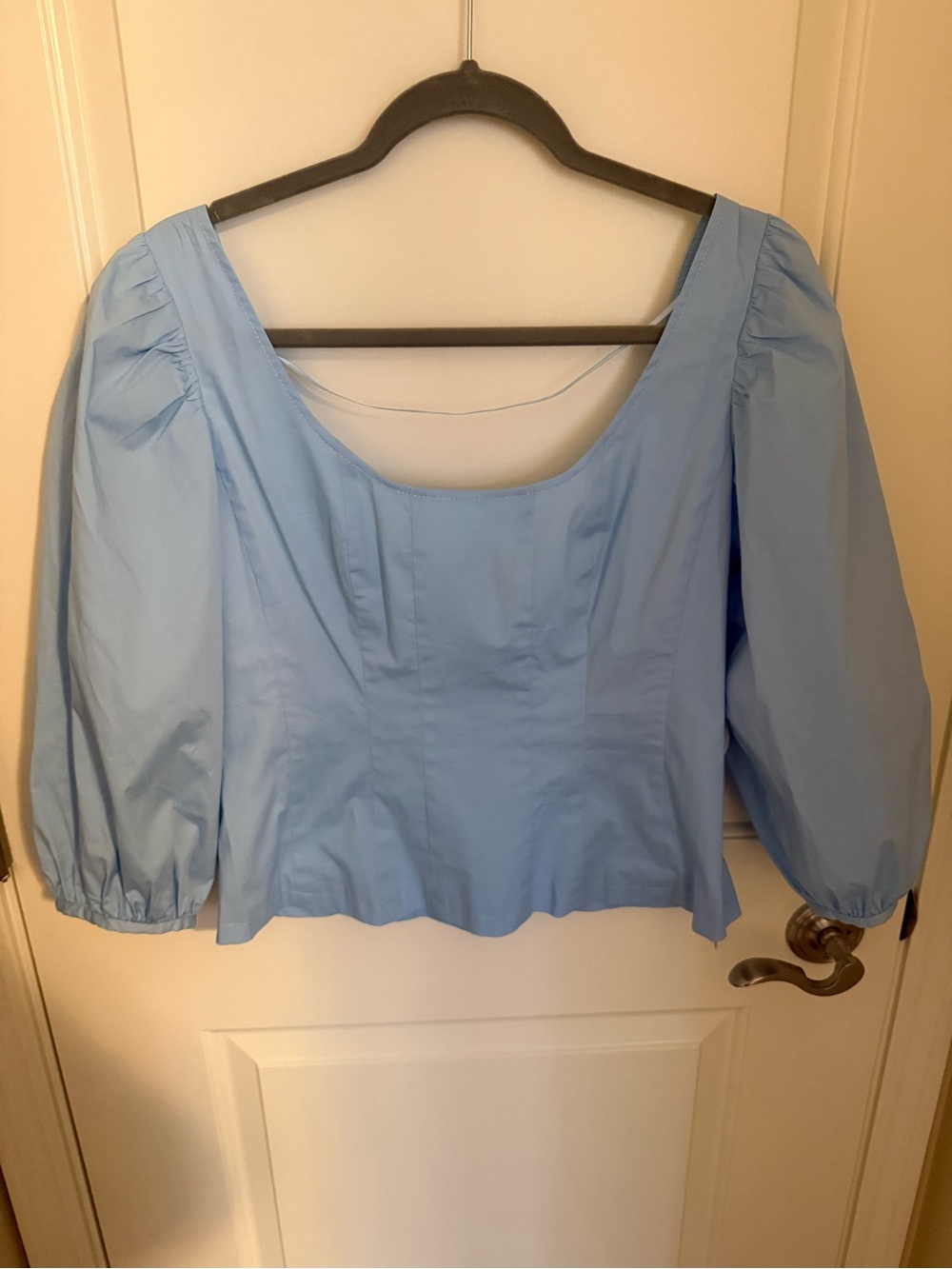 NWT STAUD Light Blue Puff-Sleeve Blouse